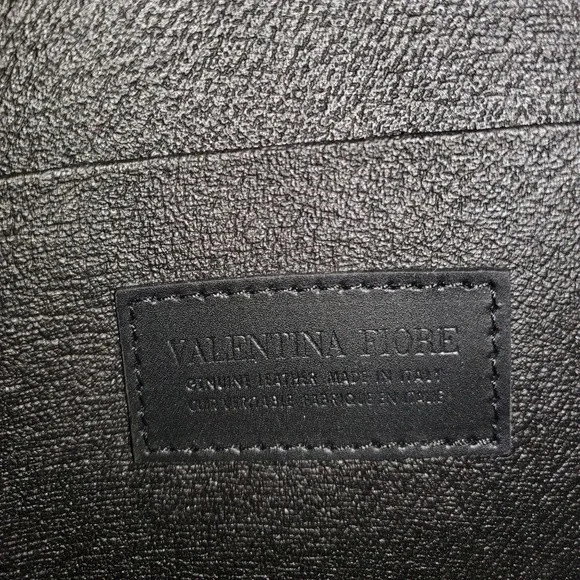 NWT Valentina Fiore Italian Black and Brown Leather Crossbody - Picture 14 of 16